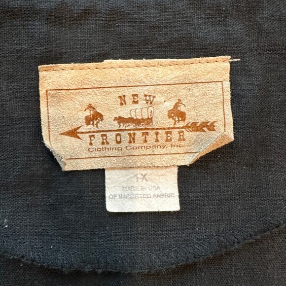 VTG NEW FRONTIER Studded Linen Blend Vest Size 1X Western Indie Hipster Casual - Picture 4 of 9